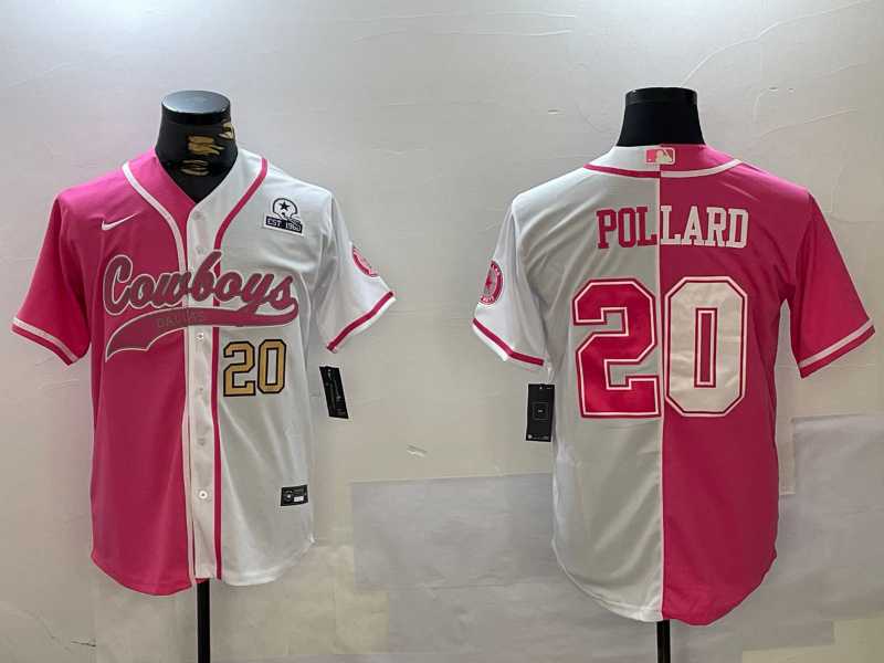 Men%27s Dallas Cowboys #20 Tony Pollard Red White With Patch Cool Base Stitched Baseball Jerseys->dallas cowboys->NFL Jersey